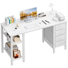 Lufeiya White Desk with Drawers & Storage Shelves, 47 Inch Study Work Writing Desk for Home Office Bedroom, Simple Modern Cute PC Computer Desks Table, White