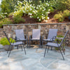 BizChair 5 Pack Black Outdoor Stack Chair with Flex Comfort Material and Metal Frame
