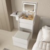 Vanity Desk with Flip Top Lighted Mirror, Compact Makeup Table with Storage Stool, Integrated Vanity with Drawers, 3-in-1 Vanity Set, Small Dressing Desk for Bedroom