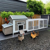 Pefilos 55" 2 Story Rabbit Hutch with Ramp, Tray, Wood Bunny Cage Poultry Chicken Coops, Beige