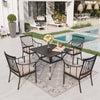 Sophia&William 5-Piece Outdoor Patio Dining Set Metal Padded Chairs and Table Set