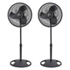 Lasko 16" Oscillating 3 Speed Adjustable Pedestal Stand Fan, Black (2 Pack)