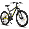 26-Inch Steel Frame Mountain Bike with Shock-Absorbing Fork   | 21-Speed Unisex Off-Road Bicycle | Black&Orange