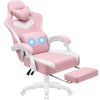 Hoffree Gaming Chair with Massage Fabric Office Chair with footrest for Adults, Ergonomic Gamer Chair with Headrest and Lumbar Support for Office Gaming, 440 LBS