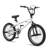 Ktaxon 20in BMX Bike, Beginner Trick Bicycle with Hi-Ten Steel Frame, 360 Degree Rotor Freestyle, 4 Pegs, V-Brake, White