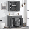 36" Bathroom Vanity Set with Resin Sink and Wall Mounted Mirror Cabinet, Modern Freestanding Single Cabinet Combo with Storage Shelves & 2 Drawers & 2 Soft Closing Doors, Vintage Handles, Gray