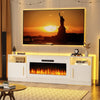 Waleaf Fireplace TV Stand with 18'' Fireplace for TVs up to 65 inch, Two Adjustable Glass Shelves