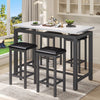 Counter Height Table Set of 5, Breakfast Bar Table and Stool Set, Minimalist Dining Table with Backless Stools, Wood Top Pub Table & Chair Set for Kitchen Apartment Bistro - Space Saving