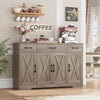 Homfa Buffet Cabinet with 3 Drawers and 4 Doors, 55.1�?W Kitchen Sideboard Storage Cabinet with Adjustable Shelves, Farmhouse Coffee Bar Cabinet for Dining Room, White & Brown