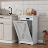 Tolead Double Tilt Out Trash Cabinet, Wooden Free Standing Laundry Sorter Cabinet, with Hideaway Drawer, White