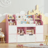 Homfa 4 Doors Kids Bookcase with 3 Tier Book Racks & 2 Mobile Drawers, 4 Cube Bookshelves Toy Storage Organizer for Playroom Kids Room, White