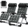 NAIZEA 2 Pack Zero Gravity Chair, Foldable Portable Lawn Recliner with Cushion, Headrest, Cup Holder, Black