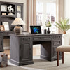 T4TREAM Farmhouse Wood 58" Executive Desk, Home Office 30" High Computer Desk with Drawers and Storage Cabinet, White