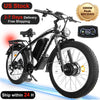 (US in Stock) 5000W Peak Dual Motor Electric Bike for Adults , 60V 25AH Removable Battery Ebike , 50MPH AWD 21-Speed Mountain Snow E-Bike with 26" x 4.0 Fat Tire, Long Range Mountain Off-Road EBikes