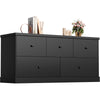 Homall 5 Drawer Dresser Wood Storage Cabinet Double Tier Chest of Drawer TV Stand for Bedroom, Living Room, Black