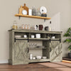 Mayincolor Farmhouse TV Stand for 65+ inch TV,34'' Tall Entertainment Center with Sliding Barn Doors, Rustic Wood Media Console Storage Cabinet Television Stand for Living Room, Light Grey