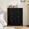 YOCWO Fluted Nightstand for Bedroom Set of 2 , Wood Bedside Table Set of 2 with Drawers, Black