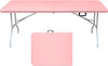 Folding Table with Carry Handle, Portable Fold-in-Half Plastic Table, Rectangle Foldable Table for Indoor