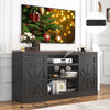 Chvans Farmhouse Barn Door TV Stand for up to 65" TVs & 23" Electric Fireplace, Entertainment Center Console Table with Adjustable Shevles