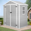 Enyopro 6 x 4.4FT Outdoor Storage Shed, All-Weather Plastic Resin Utility Tool Large Shed with Dual Lockable Doors for Patio Backyard Lawn, Gray