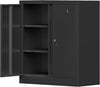 Metal Storage Cabinet, Garage Storage Cabinet with Doors and 2 Adjustable Shelves, 36" White Metal Cabinet, Locking Cabinet for Home,Garage,Office,School