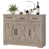 Homfa 42.5'' Kitchen Buffet Sideboard Cabinet, 3 Drawers Farmhouse Coffee Bar Storage Cabinet with Adjustable Shelf, White