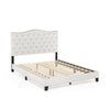 Furinno Lille Button Tufted Bed Frame, Linen, Queen