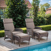 OPOHORO Outdoor Recliner Chair, Adjustable Reclining Patio Chair with Cushion, Wicker Outdoor Chaise Lounge with Adjustable Backrest and Footrest, Ideal for Pool Deck, Beige