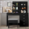 Ktaxon Vanity Set with 3 Color Lighted Mirror, Makeup Table with 6 Drawers, Dressing Table Makeup Desk with Stool,White