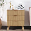 YOCWO Fluted Nightstand for Bedroom Set of 2 , Wood Bedside Table Set of 2 with Drawers, Black