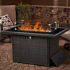 LayinSun 44" Propane Gas Fire Pit Table, 55000 BTU Rectangular Fire Pit with Glass Wind Guard for Outside Patio Deck Garden Backyard