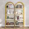 Finmind 70.8" Industrial 4-Tier Bookshelf: Wood and Metal Display Rack (Black, 2PCS)