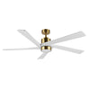 WINGBO  54 DC Ceiling Fan with Lights and Remote Control, 5 Reversible Carved Wood Blades Brass/Black