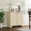 Perfect Deals Await Modern Farmhouse Coffee Bar Cabinet �?Kitchen Storage Cabinet with Fluted Doors, Sideboard Buffet with Adjustable Shelves for Kitchen, Dining Room, and Living Room,White