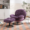 Velvet Swivel Accent Chair with Ottoman, Modern Chaise Lounge Chair with Metal Frame and Footstool, Comfy Armchair Reading Chair for Living Room Bedroom Office,Blue