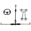 Steering Wheel Kit, Front Steering Gear Rack Joint Tie Rod & Wheel Assembly, Front Axle Kit Front Steering Assy Go Kart Drift Trike Tie Rod Wheel Hubs Ball Joint for DIY ATV Quad Go Kart Cart