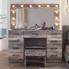 Ktaxon Large Makeup Vanity, Vanity Table Set w/ Visible Glass Top w/ Charging Station, White