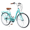 Aukfa 26" Cruiser Bike, 7 Speed Bicycle Hybrid Bikes for Women Girls Ladies, Arctic