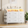 LainTene Dresser for Bedroom, 6 Drawer Dresser with LED Lights and Charging Station, Wide Chest of 6 Drawers with Open Space, Modern Large Capacity Storage Cabinet, Living Room, Hallway