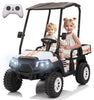 Rock Wheels 2 Seater 12V Ride On Toy Truck Golf Cart for Big Kids w/ Roof, Sun Shade, Storage Trunk, 2WD, Parent remote Control, 3 Speeds, LED Lights, Bluetooth & Music