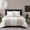 Serena 4 Piece Cotton Comforter Set Clip Jacquard Striped
