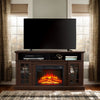Sesslife Electric Fireplace TV Stand with Remote Control for 65 Inch TV, Farmhouse TV Console Table with Open Storage Shelves & 2 Cabinets, Wooden Media Entertainment Center for Living Room, Gray