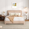 Lijimei King Size Boucle Bed Frame, Upholstered Cloud Platform Bed Frame with Headboard, Anti-Collision Soft Rounded Corners, Adjustable Headboard, Easy Assembly