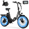 Actbest Electric Bike for Adults, Mars 20'' Fat Tire Folding Ebike with Peak 1200W Motor, 7 Speed 28MPH, 48V 499Wh Removable Battery, Adjustable Bike Stem, Foldable Electric Bicycle UL2849 (Black)