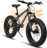 20 Inch Mountain Bike for 7-15 Years Old, 7 Speed Kids Bike with High Carbon Steel Frame, Fat Tire and Dual Disc Brake, Front Suspension Mountain Bicycle Gift for Boys Girls, Grey-Orange