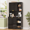 Planntonneo 71'' Tall Kitchen Pantry Storage Hutch Cabinet with Doors and Shelves, Grey Oak