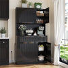 Planntonneo 71'' Tall Kitchen Pantry Storage Hutch Cabinet with Doors and Shelves, Grey Oak