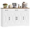 Homfa Buffet Cabinet with 3 Drawers and 4 Doors, 55.1�?W Kitchen Sideboard Storage Cabinet with Adjustable Shelves, Farmhouse Coffee Bar Cabinet for Dining Room, White & Brown
