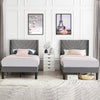 VECELO Set of 2 Twin Bed Frames, Modern Upholstered Platform Bed Frame with Tufted Headboard, No Box Spring Needed, Dark Green