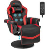 Goplus Massage Gaming Recliner Height Adjustable Racing Swivel Chair with Cup Holder Red